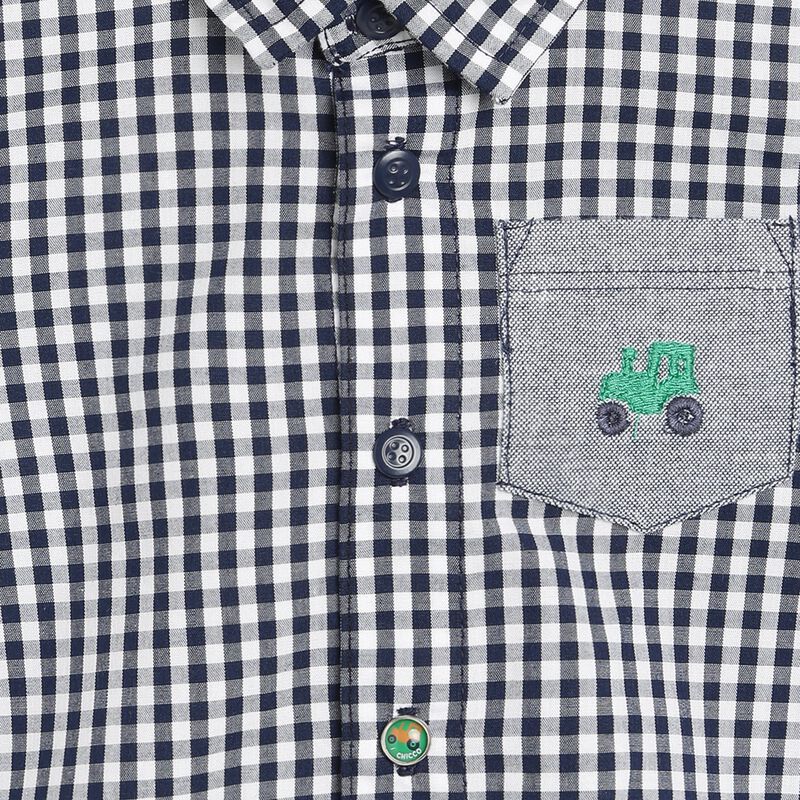 Boys White & Blue Short Sleeve Woven Shirt image number null